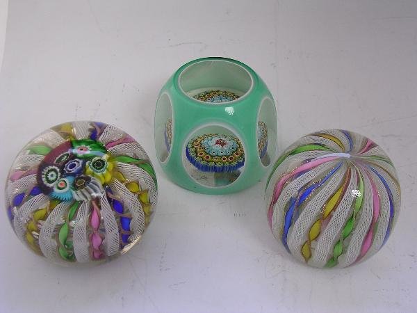 THREE MURANO GLASS PAPERWEIGHTS