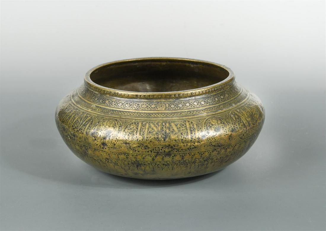 A good brass Fars bowl, Iran, probably 14th century, (1 of 11)