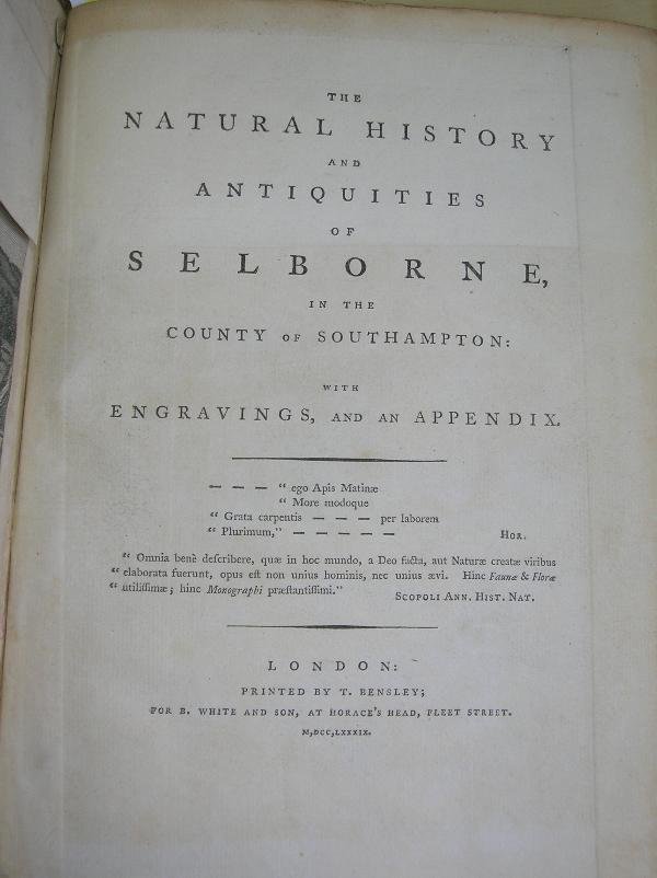 WHITE (GILBERT) A NATURAL HISTORY OF SELBORNE, - 3