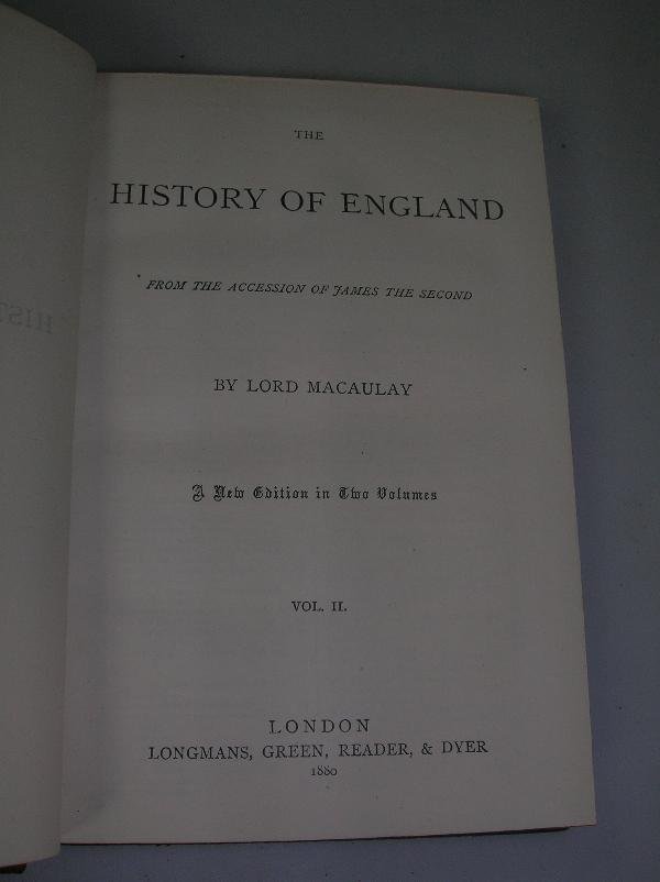 BINDINGS. MACAULAY (LORD) THE HISTORY OF ENGLAND, - 5