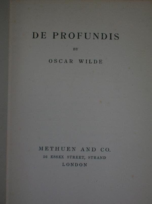 WILDE (OSCAR) DE PROFUNDIS, FIRST EDITION, - 3