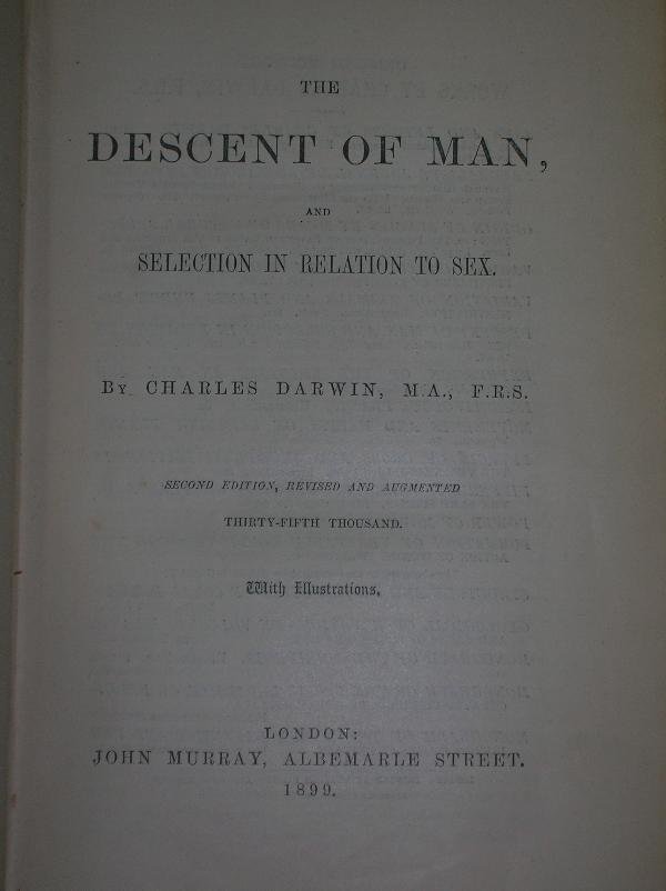 DARWIN (CHARLES) THE DESCENT OF MAN, SECOND EDITIO - 4