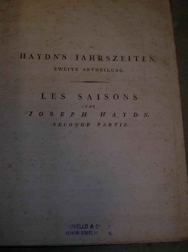 HAYDN (JOSEPH) DIE JAHRESZEITEN, LEIPZIG: - 5