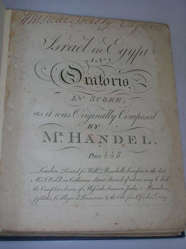 HANDEL (GEORGE FRIDERIC) ISRAEL IN EGYPT, AN