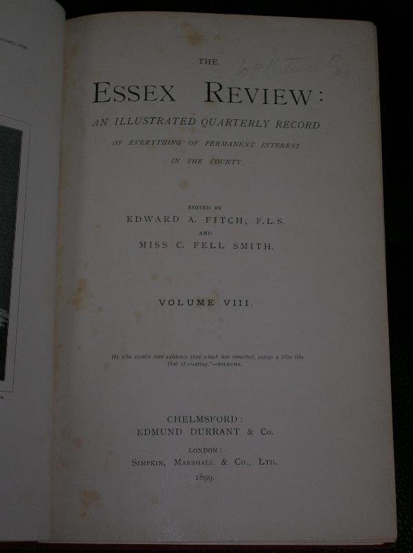FITCH (EDWARD A) EDITOR THE ESSEX REVIEW: AN ILLUS - 3