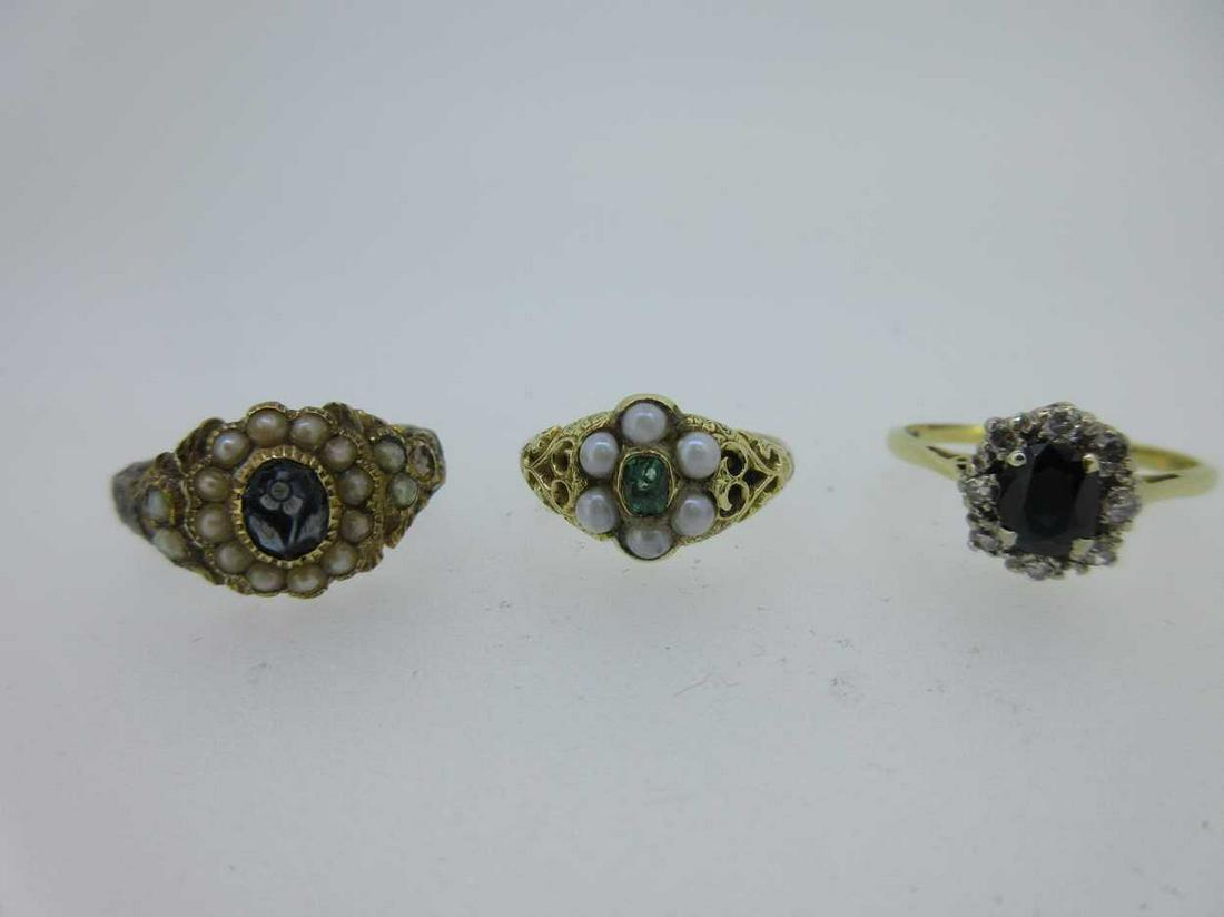 Two antique rings and a classic sapphire and diamond (1 of 10)