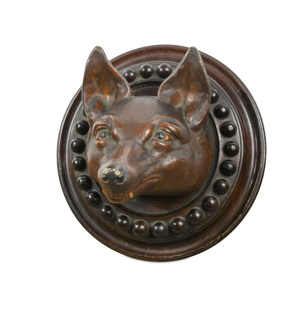 A late 19th century cold painted cast iron fox mask, (1 of 1)