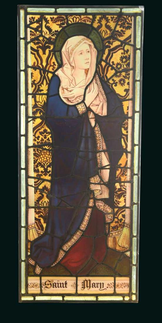 A 19th century stained glass panel of 'Saint Mary' (1 of 1)