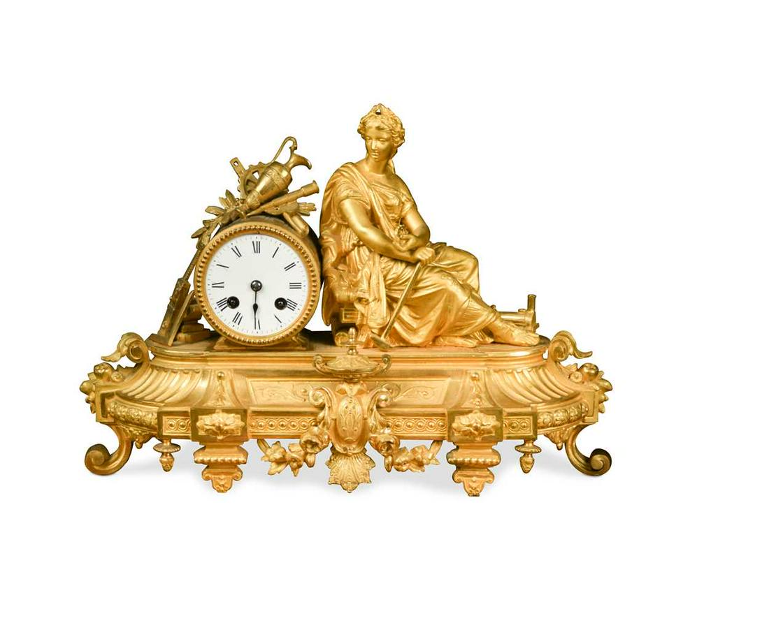 A French Louis XVI style gilt metal mantel clock, (1 of 1)