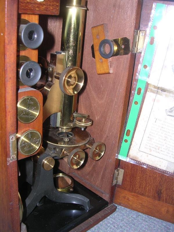 LONG BRASS BREWERS MICROSCOPE BOXED AND - 3