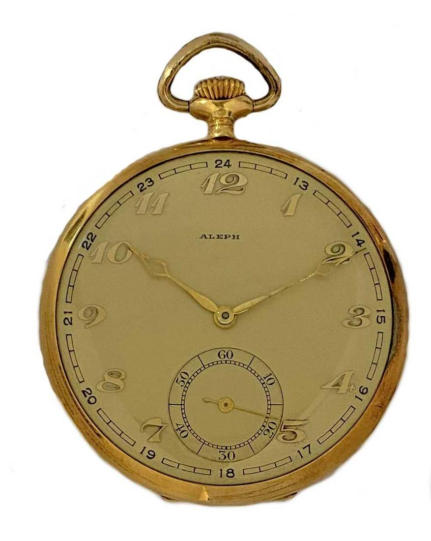 Aleph - A Swiss 18ct gold open faced pocket watch, (1 of 4)