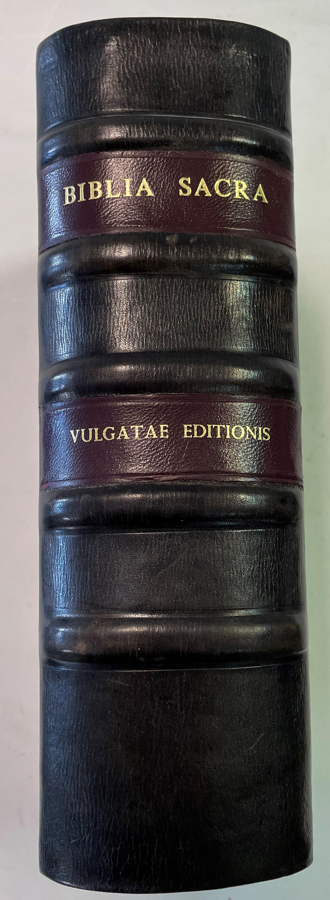 Vulgate Bible, Venice: apud Nicolaum Pezzana 1748, 8vo, double column Latin text, title trimmed at: Vulgate Bible, Venice: apud Nicolaum Pezzana 1748, 8vo, double column Latin text, title trimmed at head, slightly frayed edges, full page engravings, in modern panel calf binding