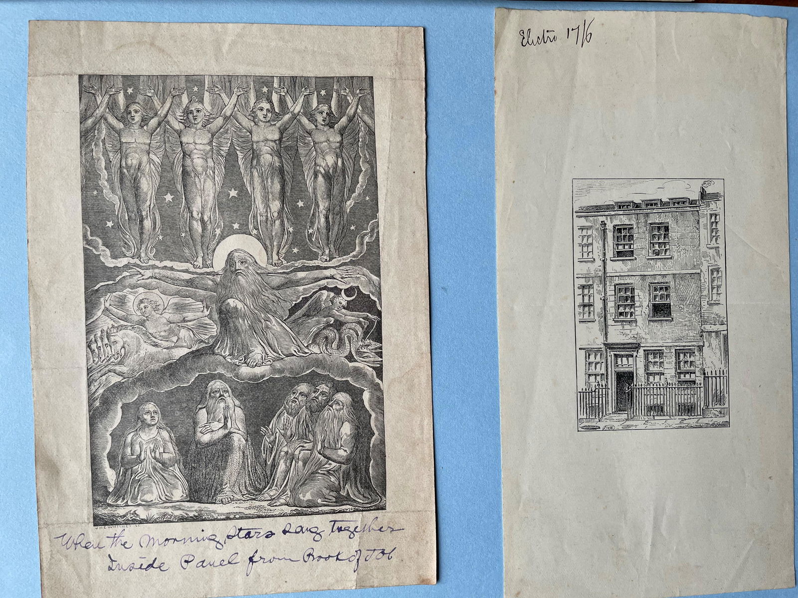 William Blake interest. A wood engraving after J.H.E. Whitney annotated in ink â€˜When the morning (1 of 3)