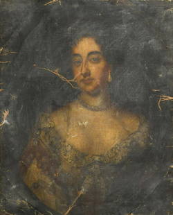 Follower of Willem Wissing: Follower of Willem Wissing Portrait of a lady, possibly Princess Mary Stuart of York (1662-1694) later Queen Mary II, in a feigned oval oil on canvas, unstretched, unframed 69 x 56.5cm Provenance: By