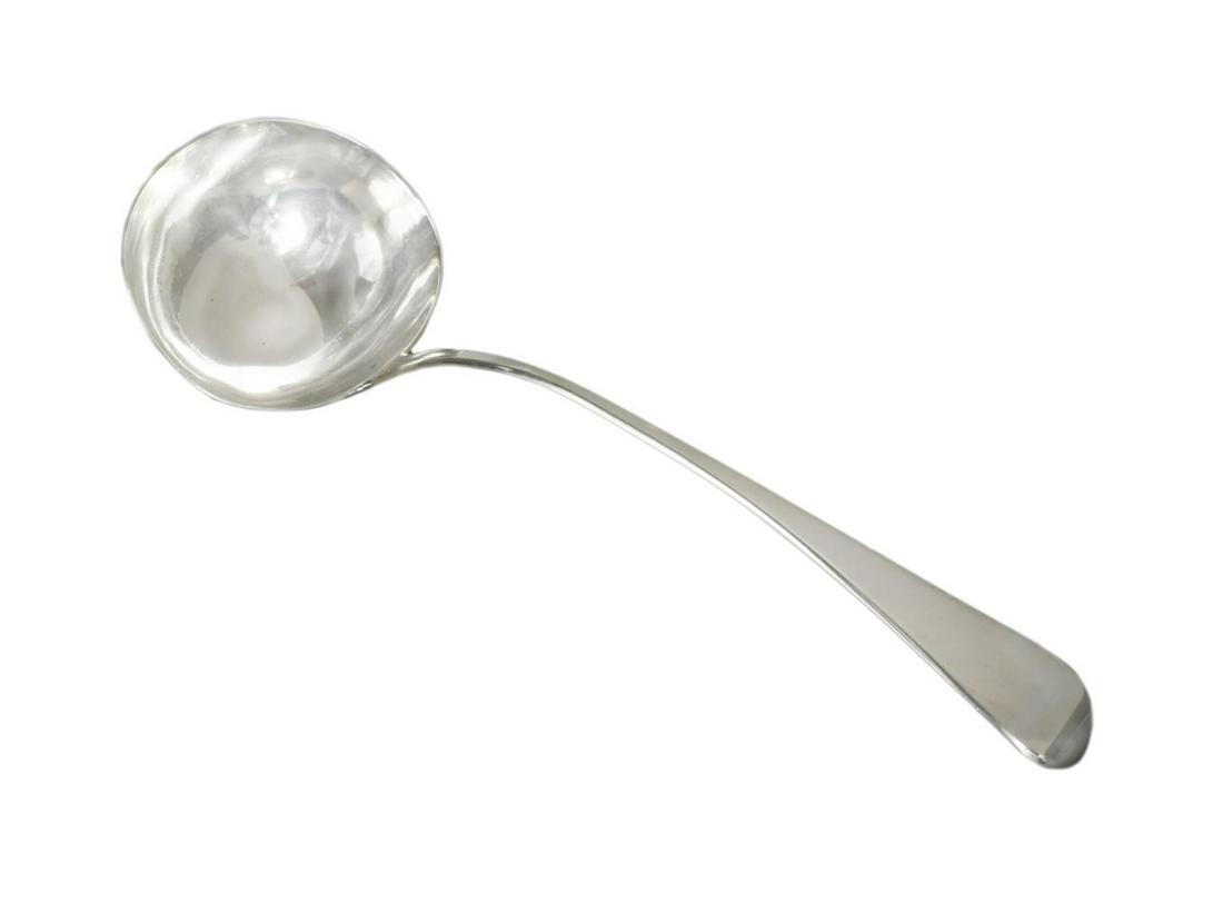A William IV silver soup ladle,: mark of Sarah & John William Blake, London 1830, 'Old English' pattern with oval bowl, 5.7ozt