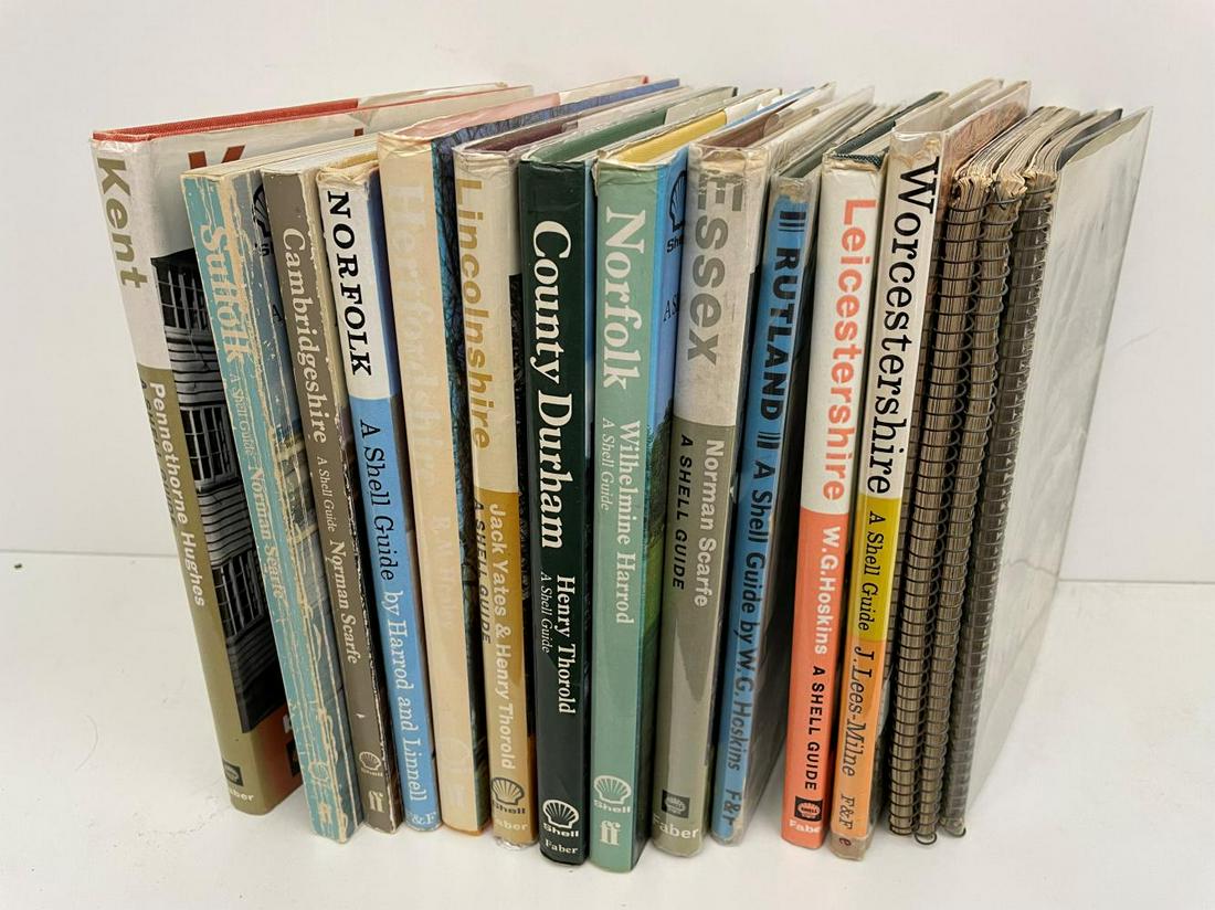 Shell Guides, 15 vols., mostly from the library of Norman Scarfe, some with his notes or inserted: Shell Guides, 15 vols., mostly from the library of Norman Scarfe, some with his notes or inserted author's letters (John Piper, Billa Harrod, Henry Thorold and R. M. Healey); including 3 pre-war title