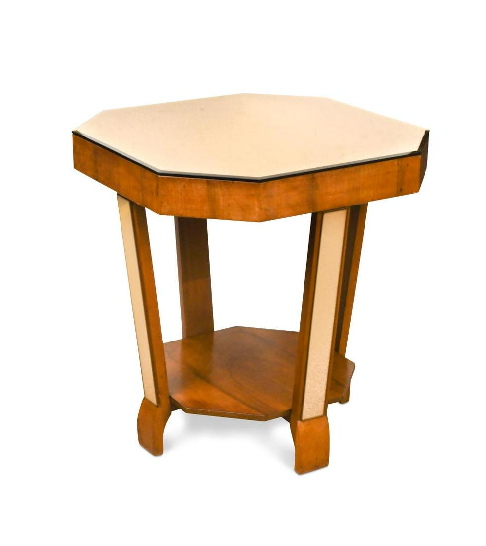 An Art Deco period walnut and peach glass occasional table, (1 of 1)