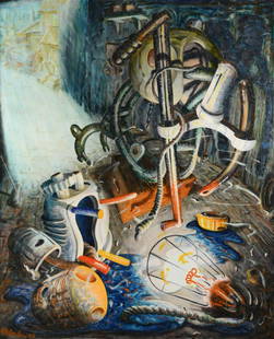 § Graham Crowley (1950-): § Graham Crowley (1950-) Trouble Shooting signed and dated ‘G N Crowley 83’ (lower left) oil on canvas 154 x 121cm