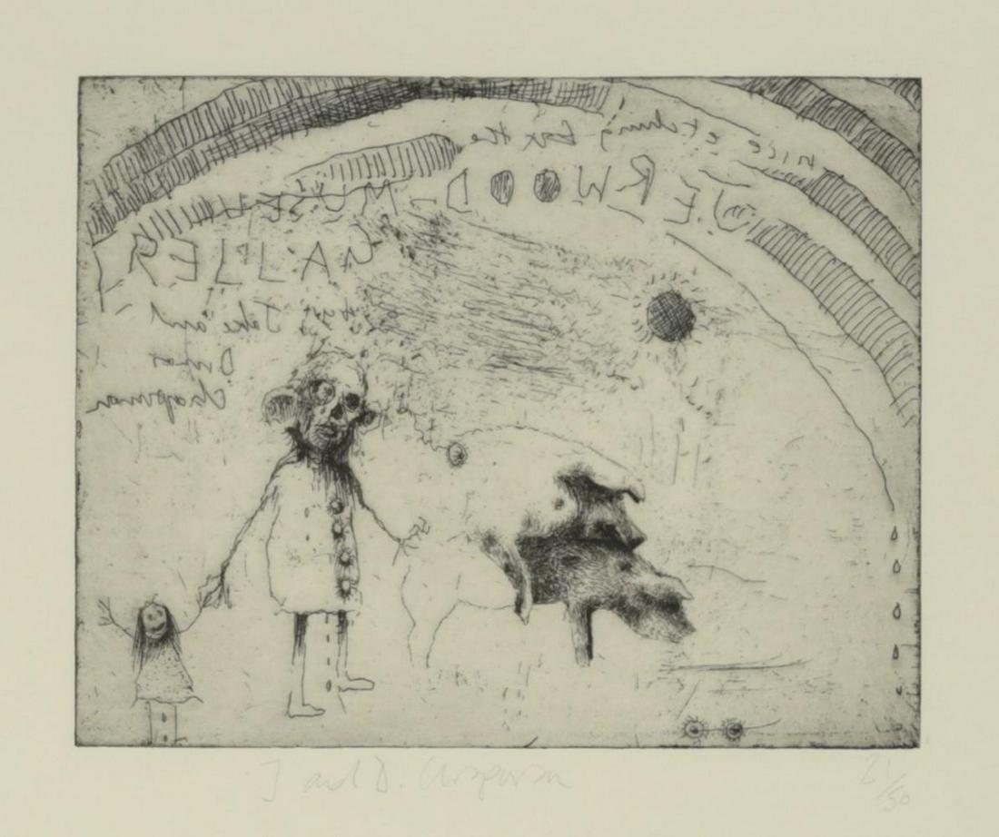 § The Chapman Brothers (Contemporary) (Jake and Dinos Chapman): § The Chapman Brothers (Contemporary) (Jake and Dinos Chapman) To live and think like pigs signed 'J and D. Chapman' (lower centre); numbered 21/50 etching 30 x 33cm