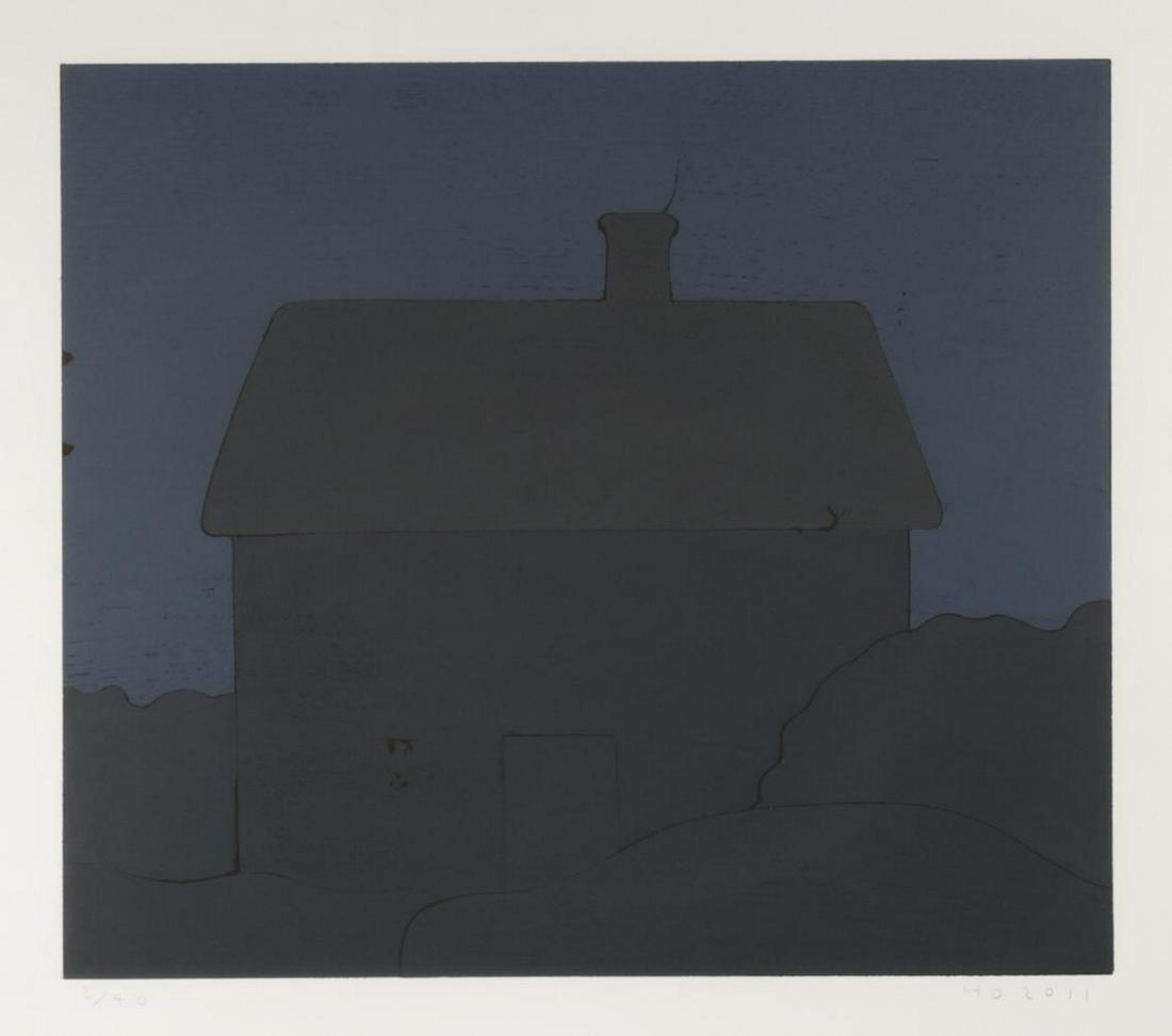 § Humphrey Ocean RA (1951-): § Humphrey Ocean RA (1951-) After Dark signed with initials and dated 2011 (lower right) woodblock 50 x 56cm Overall good condition