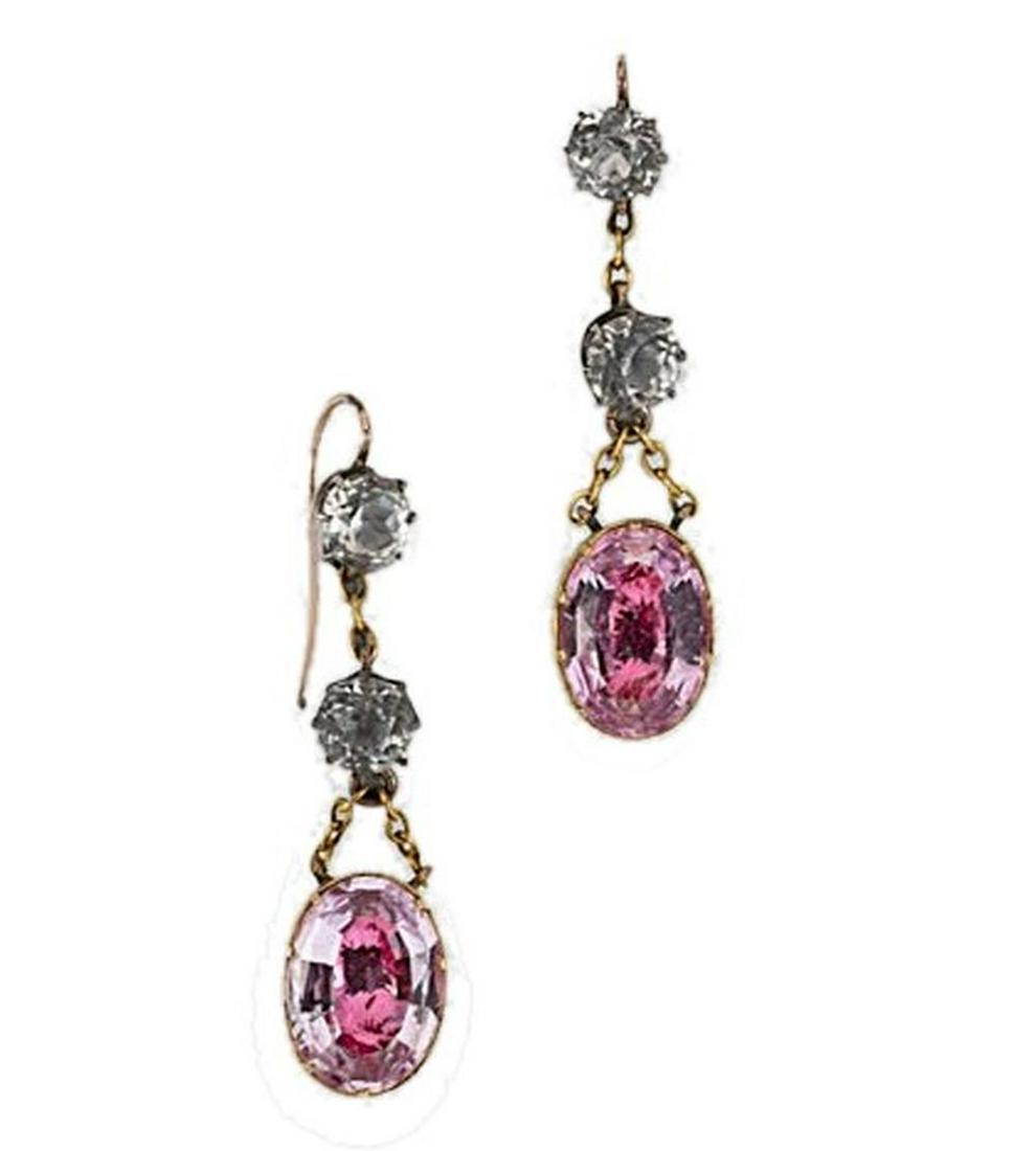 A pair of Georgian topaz and paste ear pendants, (1 of 2)