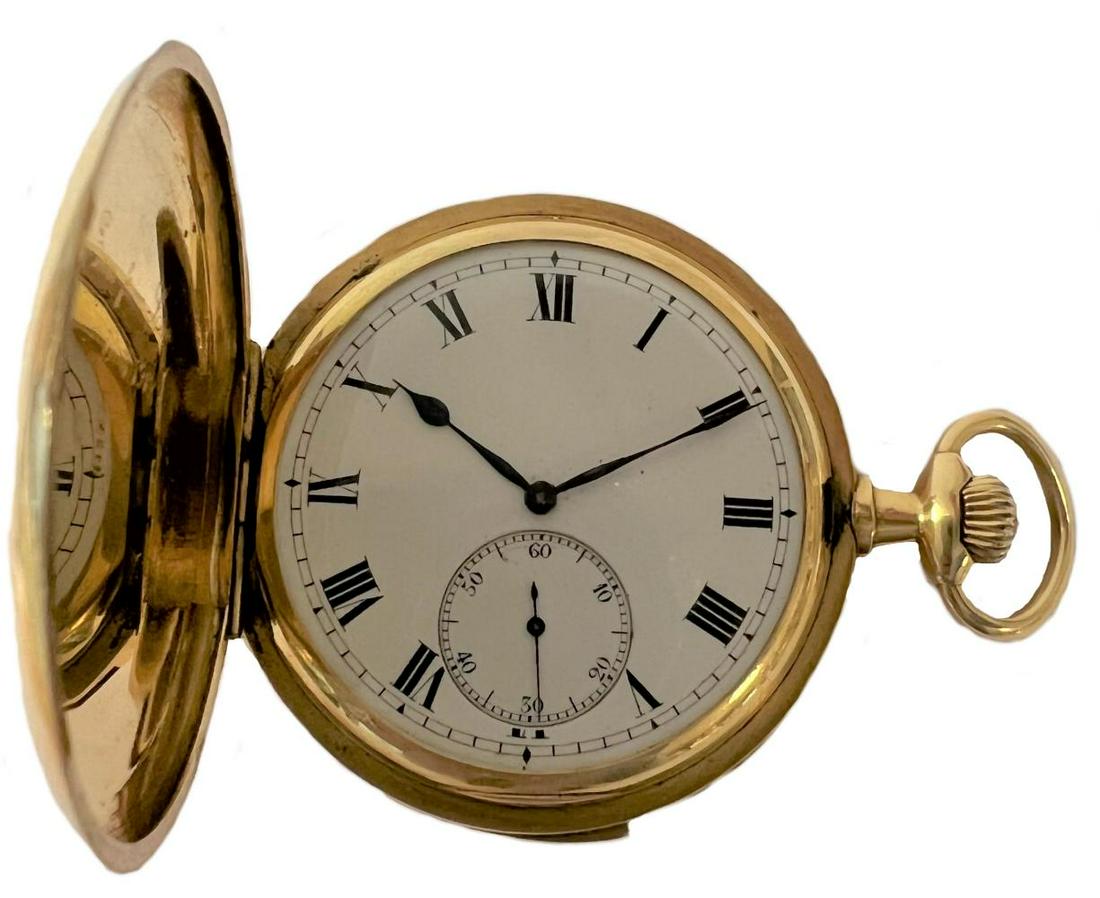 Unsigned - A Swiss 18ct gold minute repeating full hunter dress pocket watch, (1 of 9)