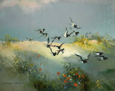 § Vernon de Beauvoir Ward (1905-1985) Oyster Catchers - Summer Display signed 'Vernon Ward' (lower: § Vernon de Beauvoir Ward (1905-1985) Oyster Catchers - Summer Display signed 'Vernon Ward' (lower left) and inscribed with title to the reverse oil on canvas 40 x 50cm Provenance: Christie’