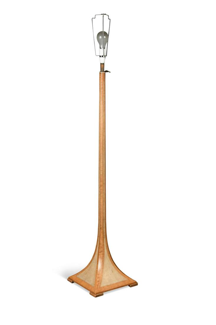 An Art Deco walnut and shagreen standard lamp, in the manner of ClÃ©ment Rousseau, (1 of 4)