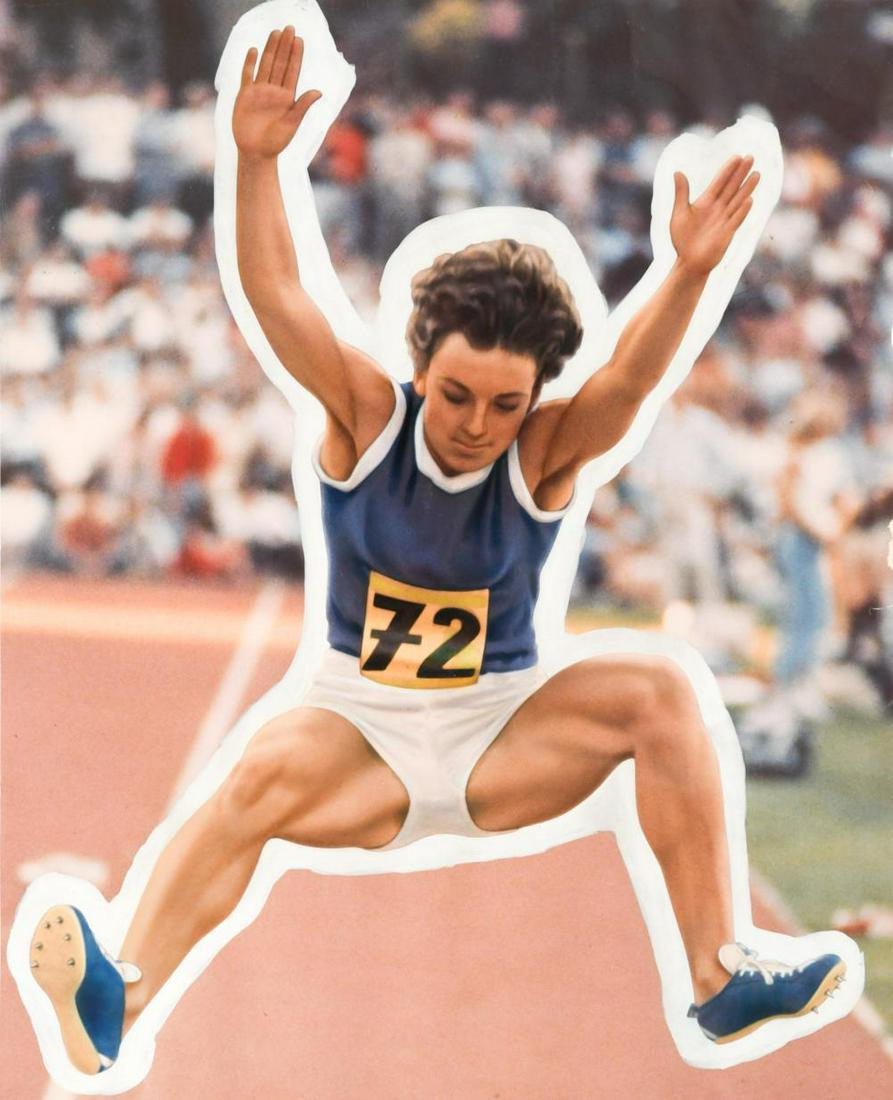 § Peter Phillips (1939-): § Peter Phillips (1939-) 1972 Munich Olympics poster original artwork photographic montage with gouache, unframed 49.5 x 40cm