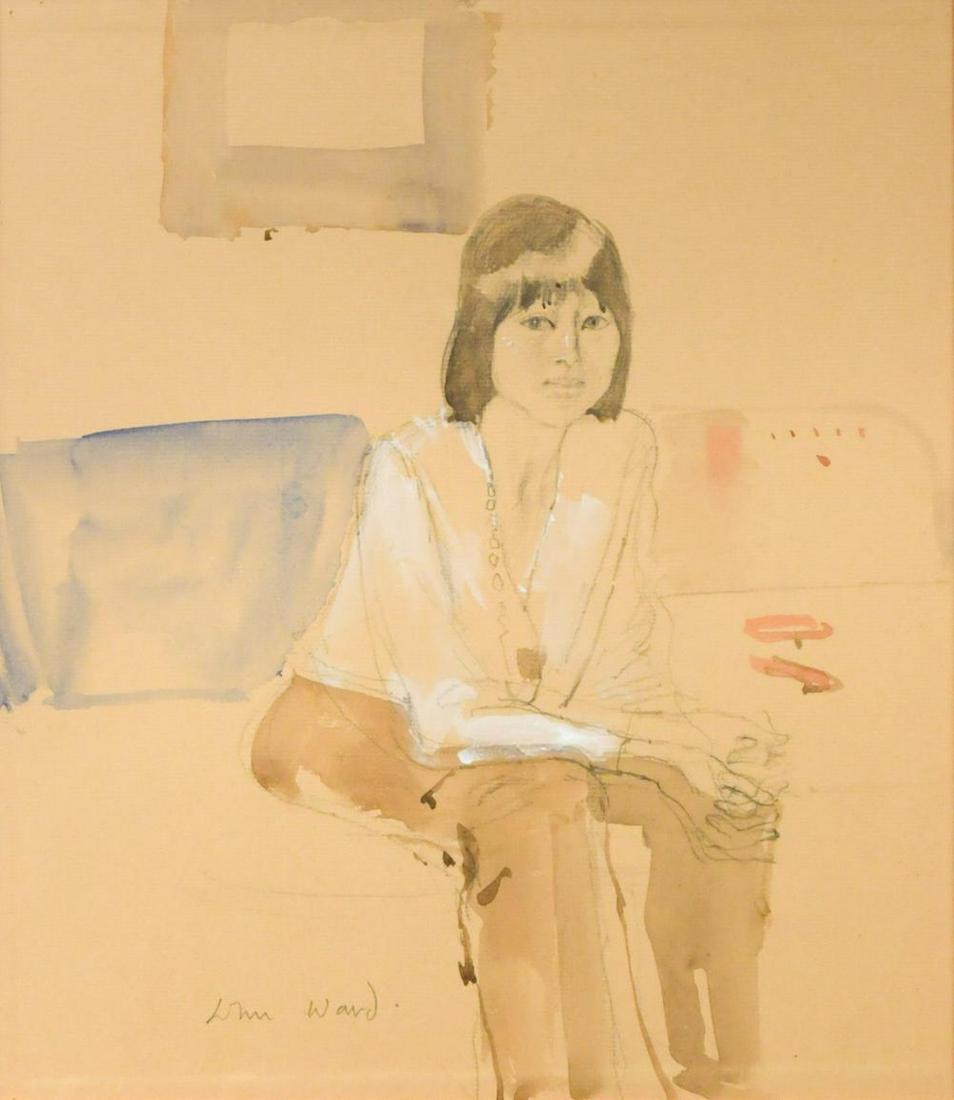 § John Stanton Ward CBE, RA, RWS, VPRP, NEAC (1917-2007): § John Stanton Ward CBE, RA, RWS, VPRP, NEAC (1917-2007) Seated Girl signed 'John Ward.' (lower left) pencil and watercolour heightened with white 31 x 27cm