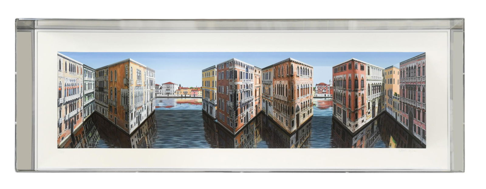 § Patrick Hughes (1939-): § Patrick Hughes (1939-) Sea City signed 'Patrick Hughes' (lower right); numbered 50/100 hand painted 3-D print with archival inkjet 39.5 x 112.5 x 17cm