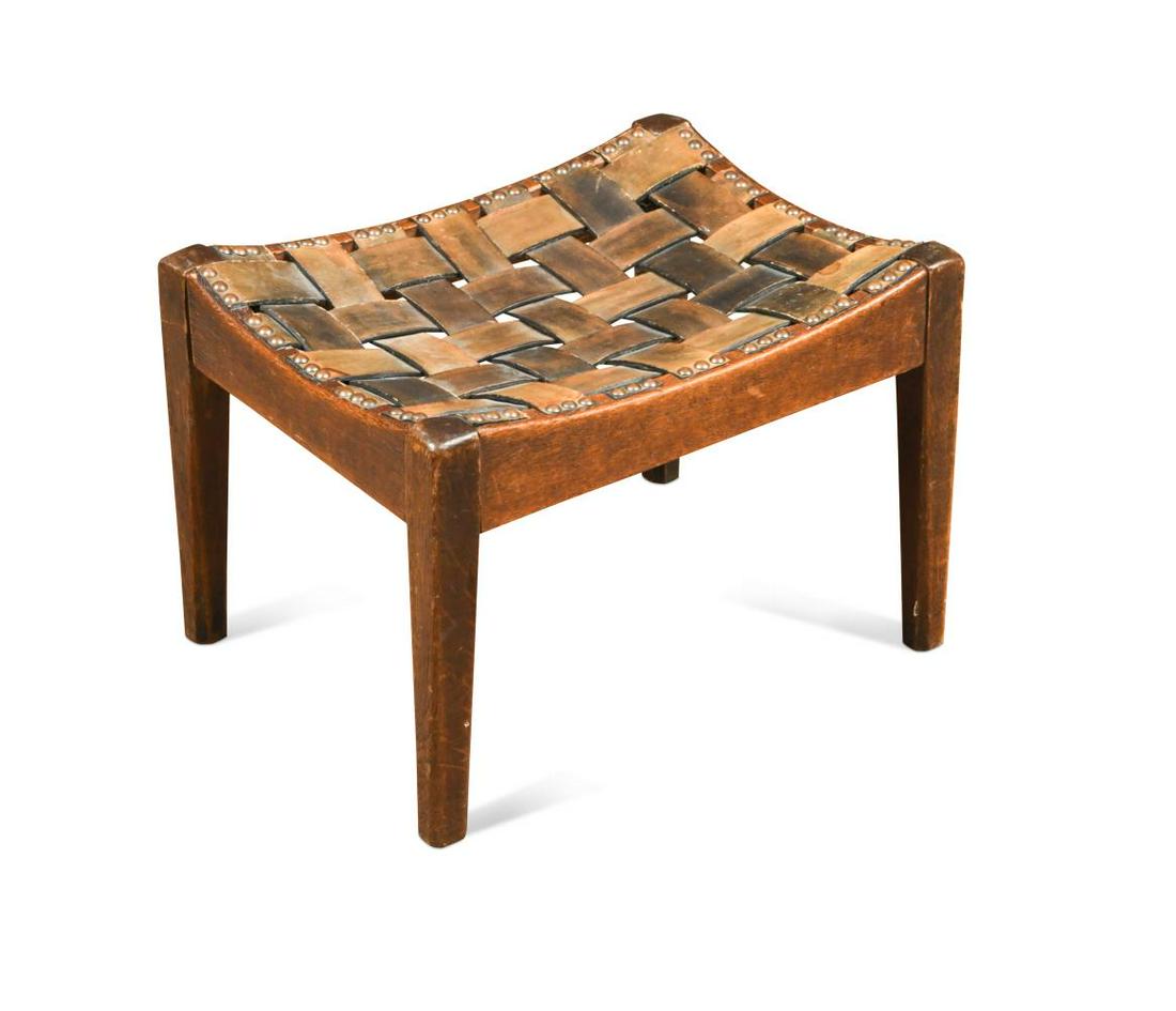 Attributed to Arthur Simpson (1857-1922) of Kendal, an Arts and Crafts oak stool, (1 of 5)