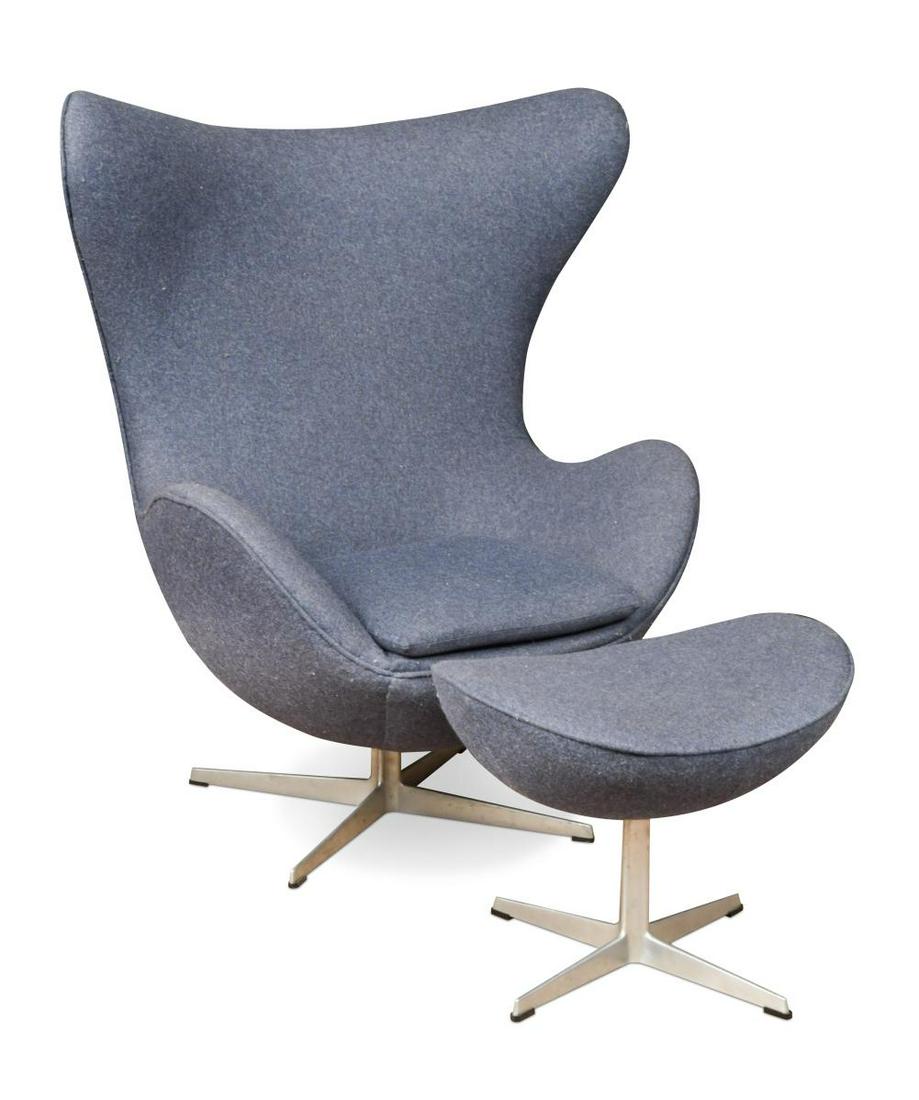 Arne Jacobsen For Fritz Hansen, An Egg Chair And Stool,