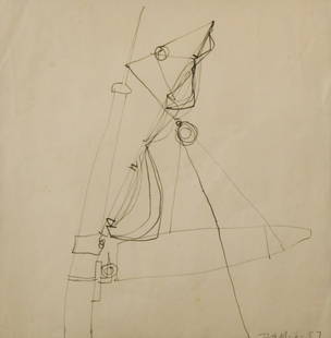 § Trevor Bell (1930-2017): § Trevor Bell (1930-2017) Abstract composition signed and dated 'Bell. 6. 57' (lower right) pen and ink 19.5 x 19.5cm