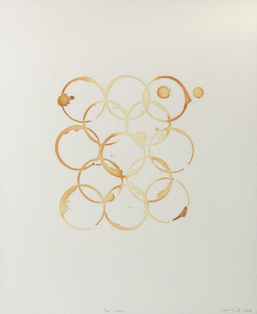 § Gavin Turk (1967-): § Gavin Turk (1967-) Tea Chain signed and dated 'Gavin Turk 2004' (lower right) tea on paper 50 x 41cm