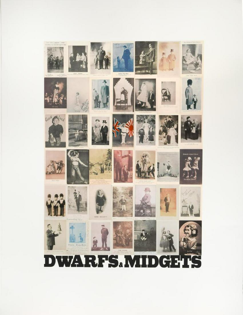 § Sir Peter Blake CBE, RDI, RA (1932-): § Sir Peter Blake CBE, RDI, RA (1932-) D is for Dwarves & Midgets signed 'Peter Blake' (lower right); numbered 61/95 silkscreen, unframed 102.5 x 77.5cm