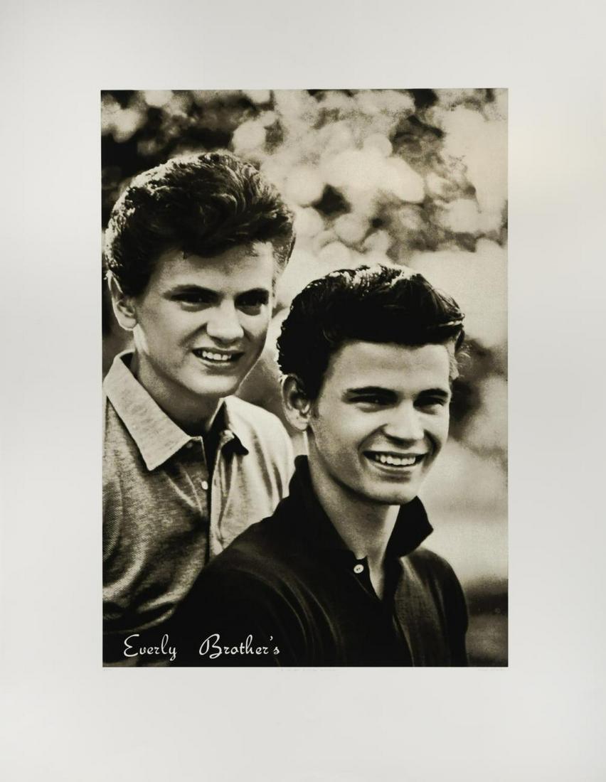 § Sir Peter Blake CBE, RDI, RA (1932-): § Sir Peter Blake CBE, RDI, RA (1932-) E is for Everly Brothers signed 'Peter Blake' (lower right); numbered 61/95 silkscreen, unframed 102.5 x 77.5cm