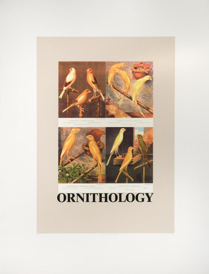 § Sir Peter Blake CBE, RDI, RA (1932-): § Sir Peter Blake CBE, RDI, RA (1932-) O is for Ornithology signed 'Peter Blake' (lower right); numbered 61/95 silkscreen, unframed 102.5 x 77.5cm