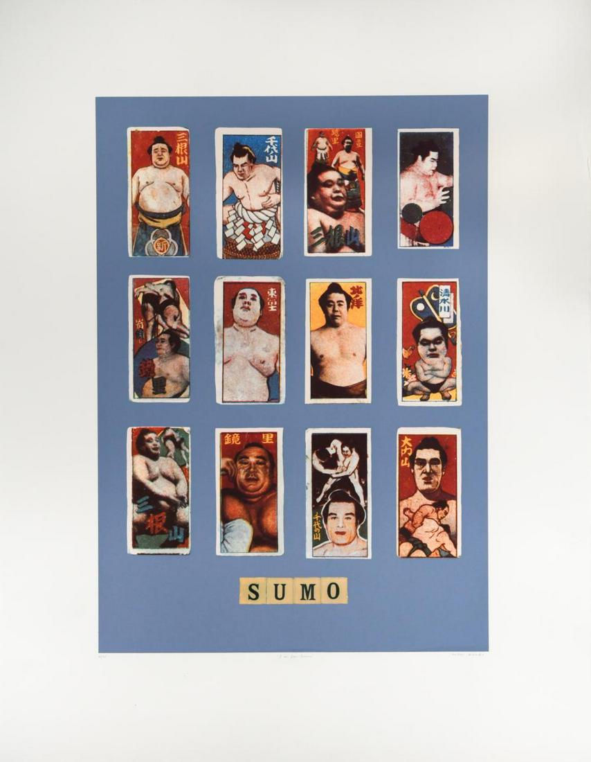 § Sir Peter Blake CBE, RDI, RA (1932-): § Sir Peter Blake CBE, RDI, RA (1932-) S is for Sumo signed 'Peter Blake' (lower right); numbered 61/95 silkscreen, unframed 102.5 x 77.5cm
