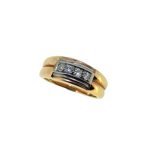 A diamond four stone ring,: A diamond four stone ring, four grain set round brilliant cut diamonds, estimated approximate total diamond weight 0.16ct, tapered and grooved shoulders, size L½, unmarked, tested as 18ct