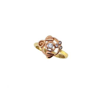 Clogau - A 9ct gold diamond set dress ring,: Clogau - A 9ct gold diamond set dress ring, claw set round brilliant cut diamond, estimated approximate weight 0.10ct, further set with three rubover set round brilliant cut diamonds, tapered