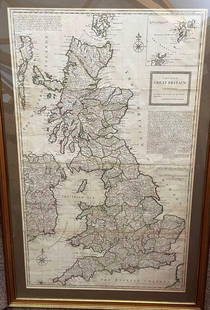 Herman Moll: Herman Moll A New Map of Great Britain, engraving with outline colour, 1717 or later, 102 x 62cm (visible)