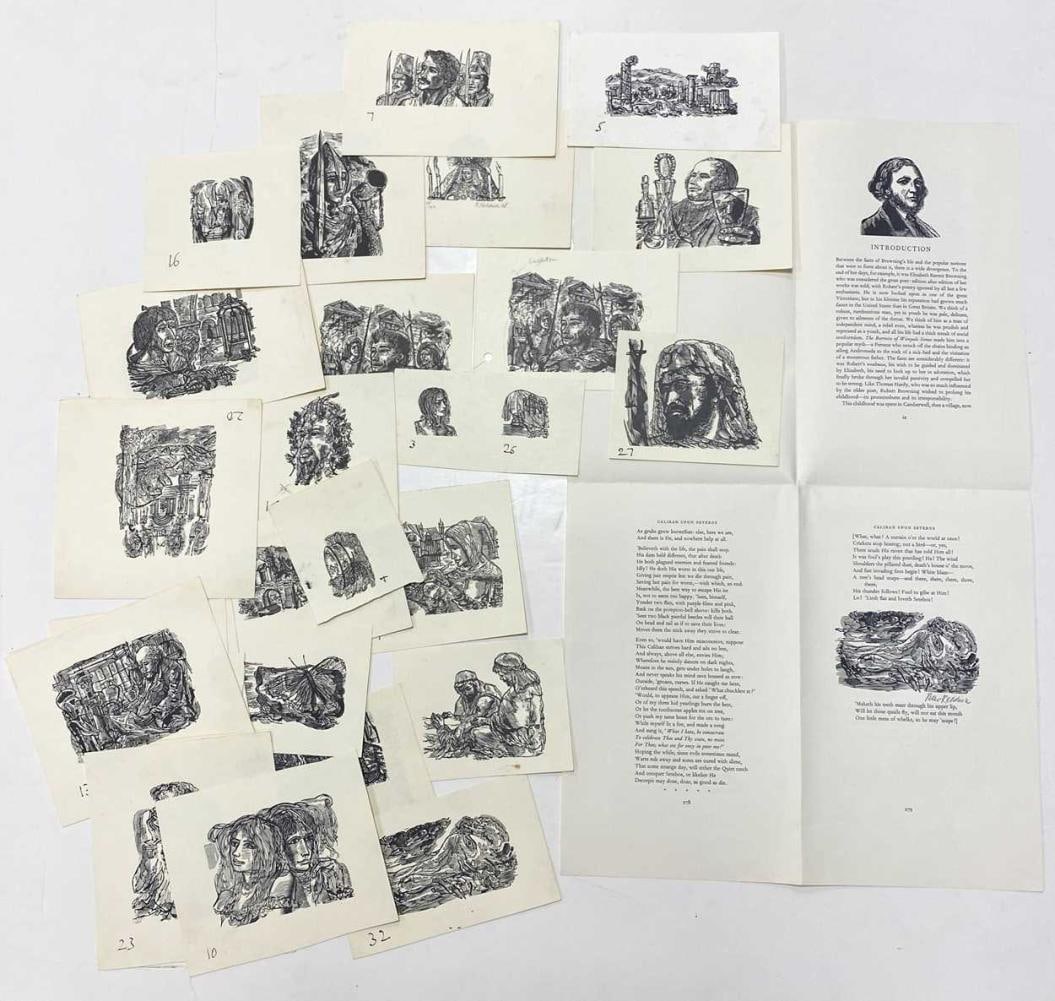 REDDICK (Peter): REDDICK (Peter) Artist proof wood engravings for Poems of Robert Browning, Limited Editions Club 1967, and a signed text sheet
