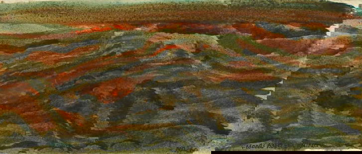§ Norman Adams RA (1927-2005) Moorland - Evening signed with initials and dated 60 (lower: § Norman Adams RA (1927-2005) Moorland - Evening signed with initials and dated 60 (lower right) watercolour 10.5 x 25cm