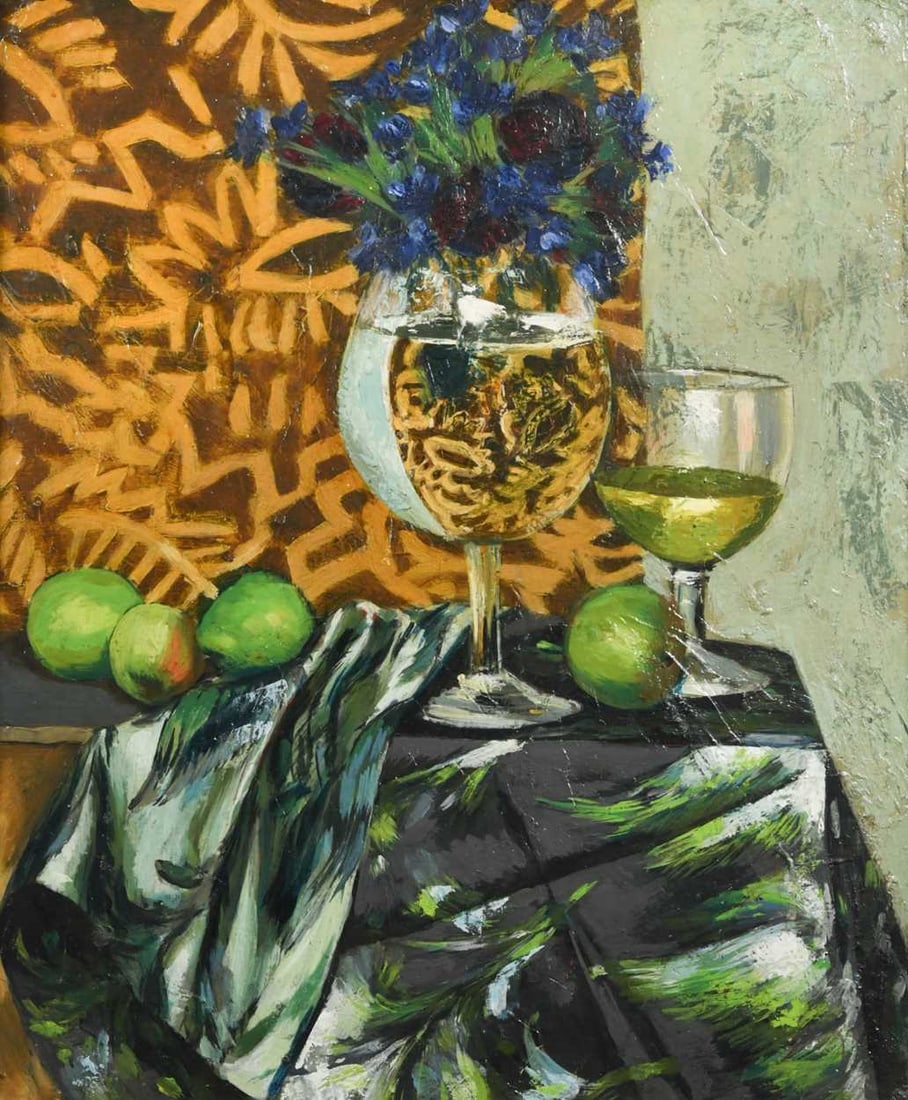 § Quentin Bell (British 1910-1996) Green Apples the reverse inscribed with a seating plan oil: § Quentin Bell (British 1910-1996) Green Apples the reverse inscribed with a seating plan oil on millboard 44 x 36.5cm Provenance: With Norfolk Street Gallery, Cambridge