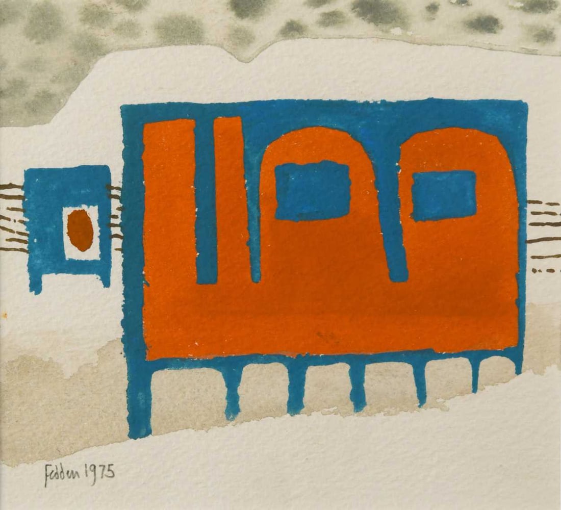 § Mary Fedden OBE RA RWA (British 1915-2012) Orange and Blue Forms signed and dated 'Fedden: § Mary Fedden OBE RA RWA (British 1915-2012) Orange and Blue Forms signed and dated 'Fedden 1975' (lower left) gouache and watercolour on paper 13 x 14.5cm