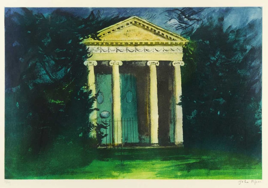 § John Piper OM, CH (1903-1992) Temple of Diana signed 'John Piper' (lower right); numbered: § John Piper OM, CH (1903-1992) Temple of Diana signed 'John Piper' (lower right); numbered 33/100 screenprint 44.5 x 64.5cm