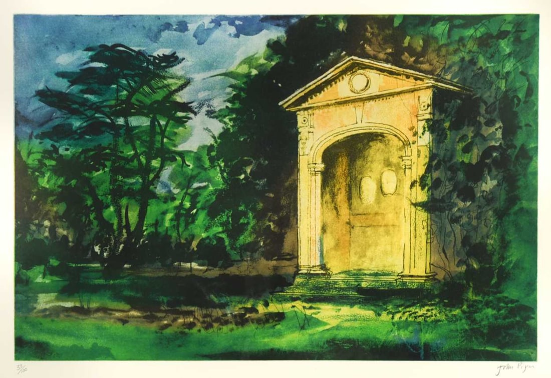 § John Piper OM, CH (1903-1992) Temple of Flora signed 'John Piper' (lower right); numbered: § John Piper OM, CH (1903-1992) Temple of Flora signed 'John Piper' (lower right); numbered 33/100 screenprint 44 x 64cm