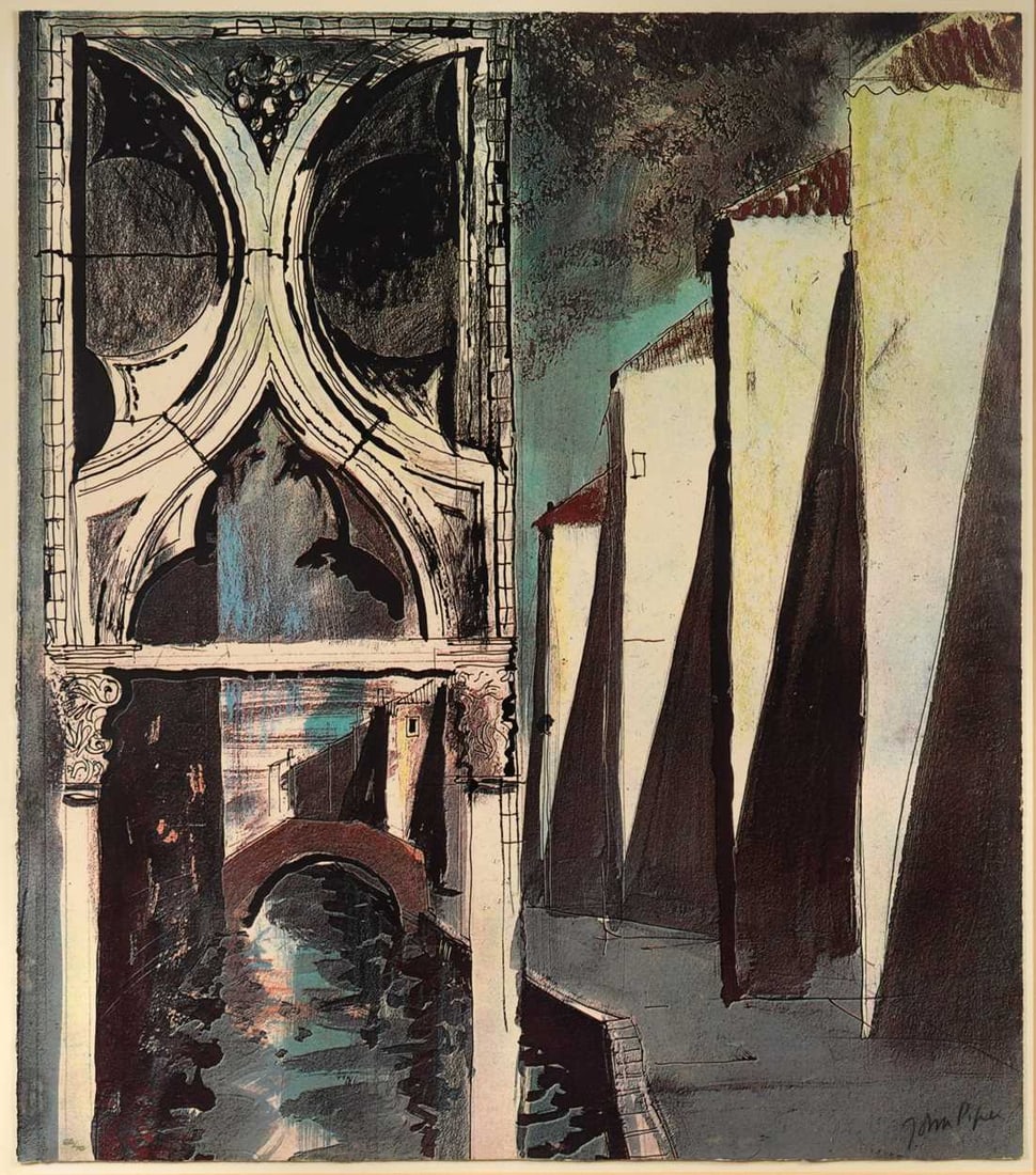 § John Piper OM, CH (British 1903-1992) Death in Venice VII signed 'John Piper' (lower right);: § John Piper OM, CH (British 1903-1992) Death in Venice VII signed 'John Piper' (lower right); numbered65/70 screenprint 78 x 69cm