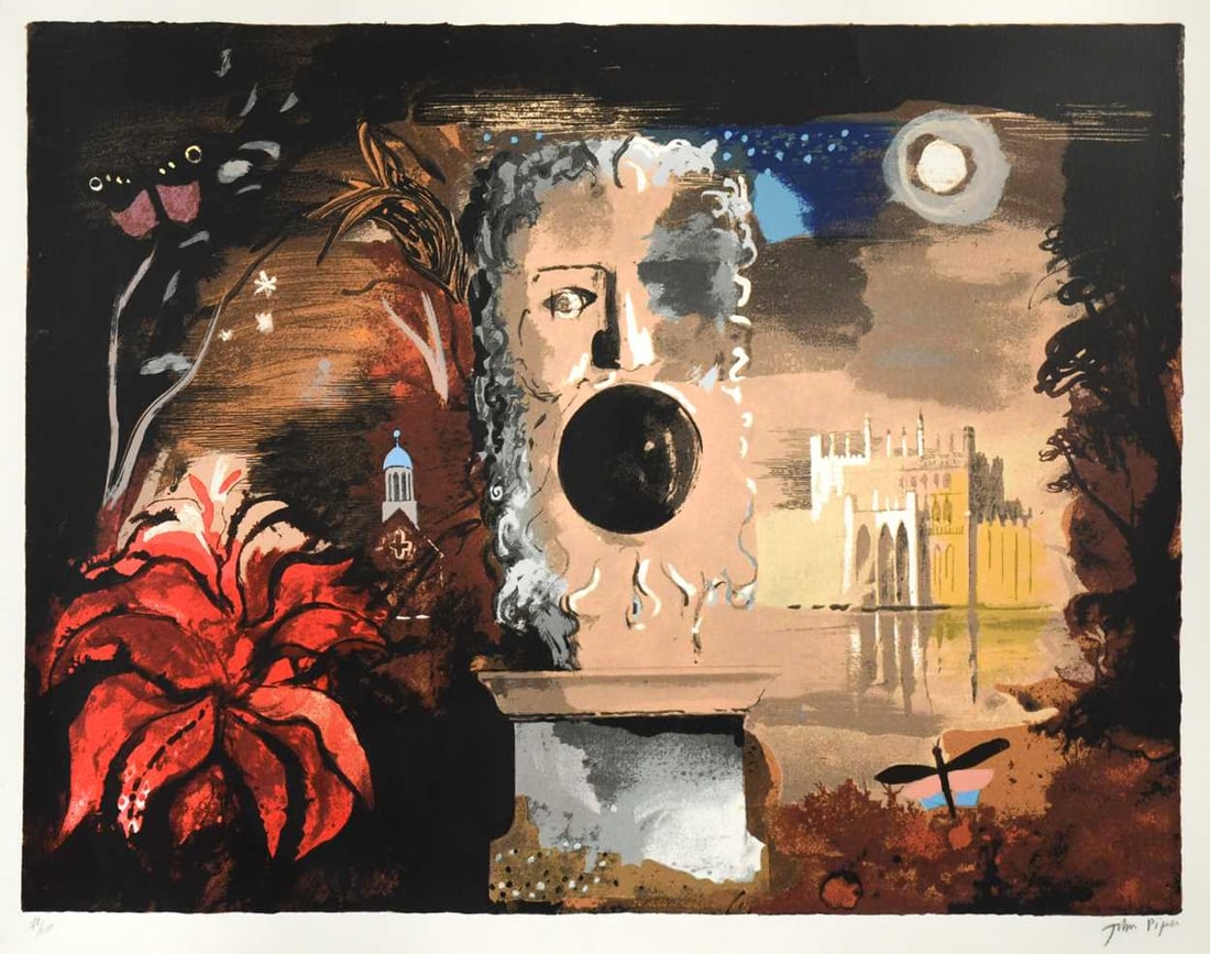 § John Piper OM, CH (1903-1992) Curtain design for the performance of Facade by William Walton: § John Piper OM, CH (1903-1992) Curtain design for the performance of Facade by William Walton signed 'John Piper' (lower right); numbered 71/100 screenprint 49 x 61cm
